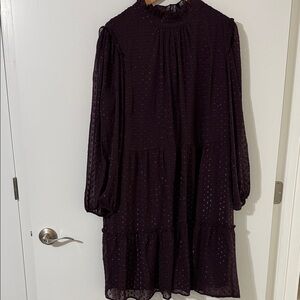 Tommy Hilfiger Elegant Long Sleeve Dress in Dark Purple